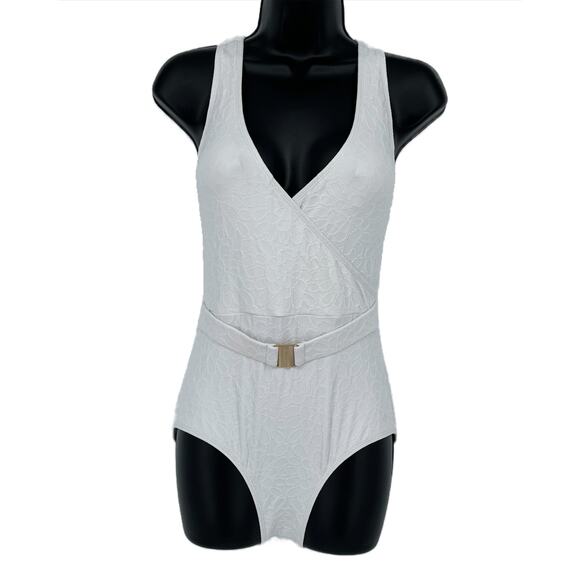Swimsuit Beach Floral Embroidered One Piece in White on White Size Small - Picture 1 of 10